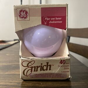 Vintage 90s GE Enrich Medium Base Globe Bulb 40 Watts G25 Rich White Light NOS
